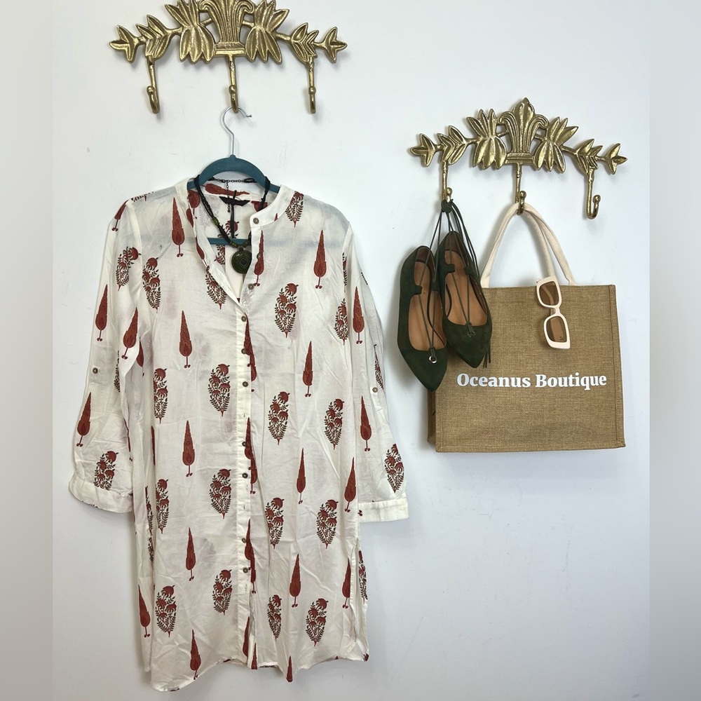 🆕100% cotton bohemian tunic blouse L ptp 21”